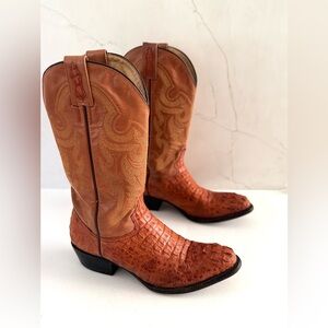 EL GENERAL Cognac Leather Western Cowboy boots Crocodile Men's 26.5 (US 7.5)